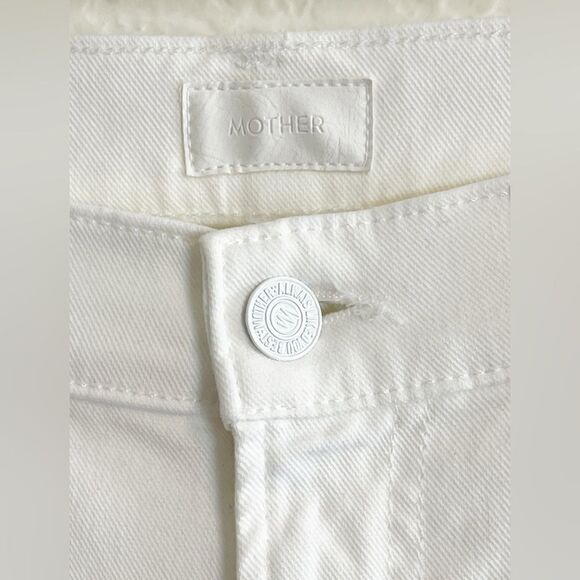 Mother The Stunner Two Step Fray Jeans Glass Slipper White Size 26 - Picture 9 of 11